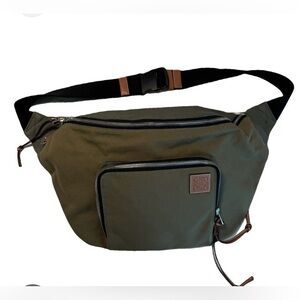 Loewe Olive Green Men's Canvas Chest Bag Extra Large